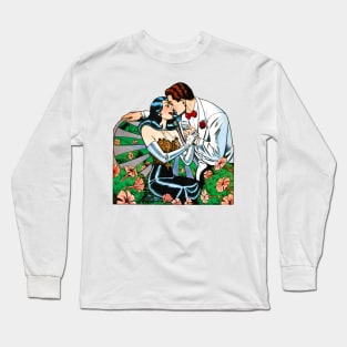 Love Kiss of Elegant and Classic Couple Diary Valentines Day Retro Vintage Comic Book Long Sleeve T-Shirt